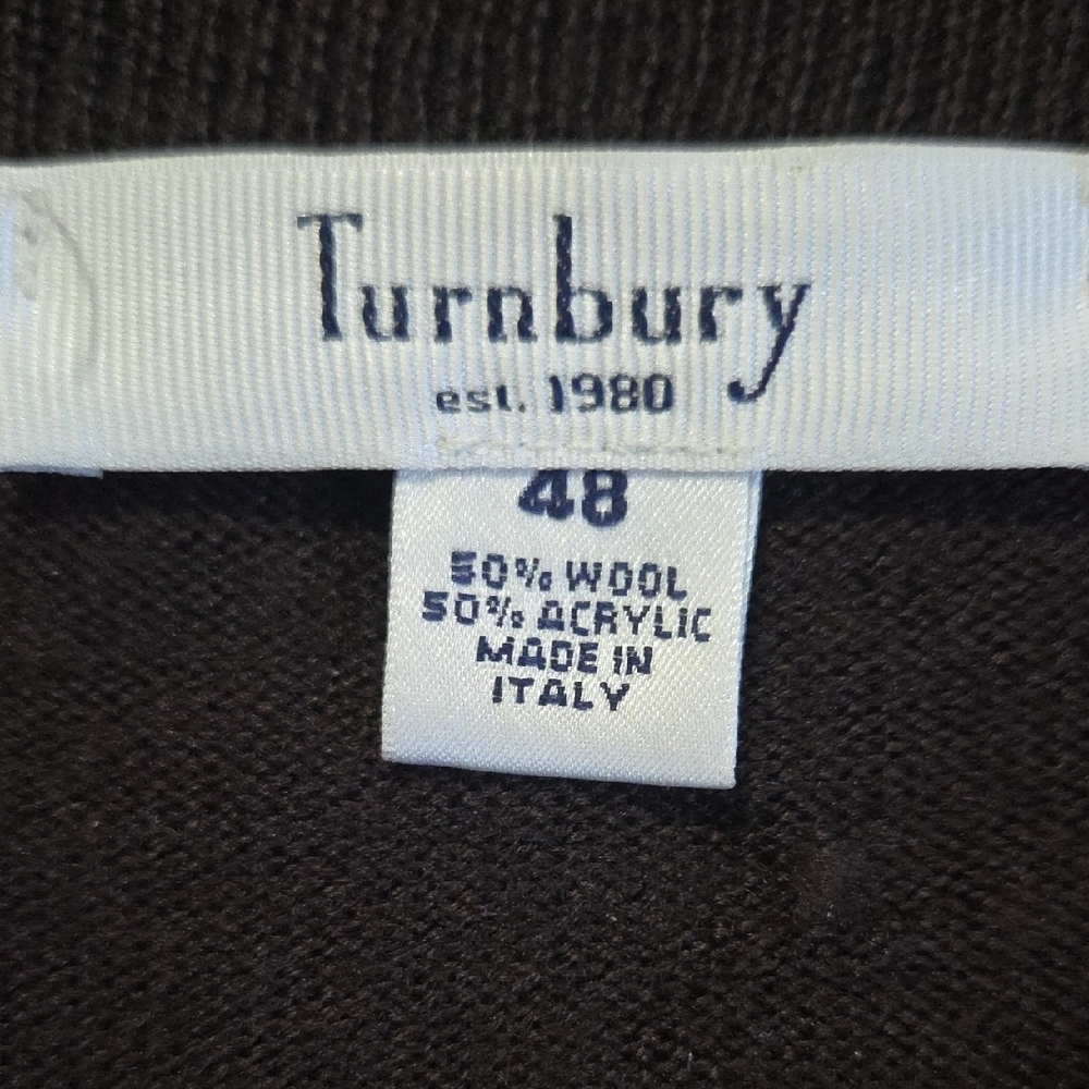 Vintage Italian Wool Blend Argyle Sweater Oversized Brown Blue Preppy - Picture 6 of 8